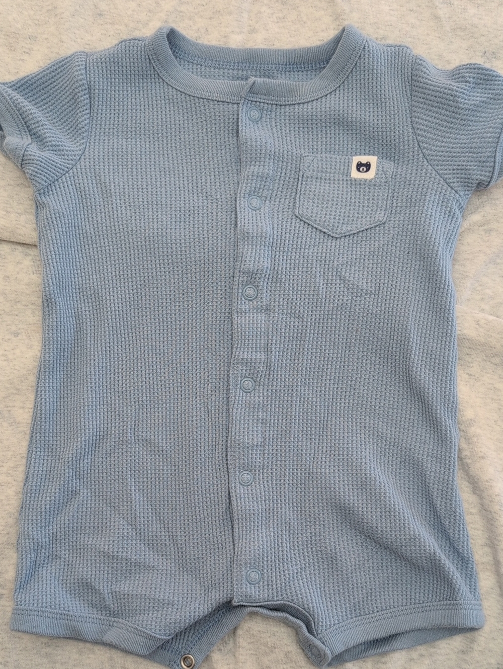 Carter's Light Blue Waffle-Knit Button Romper